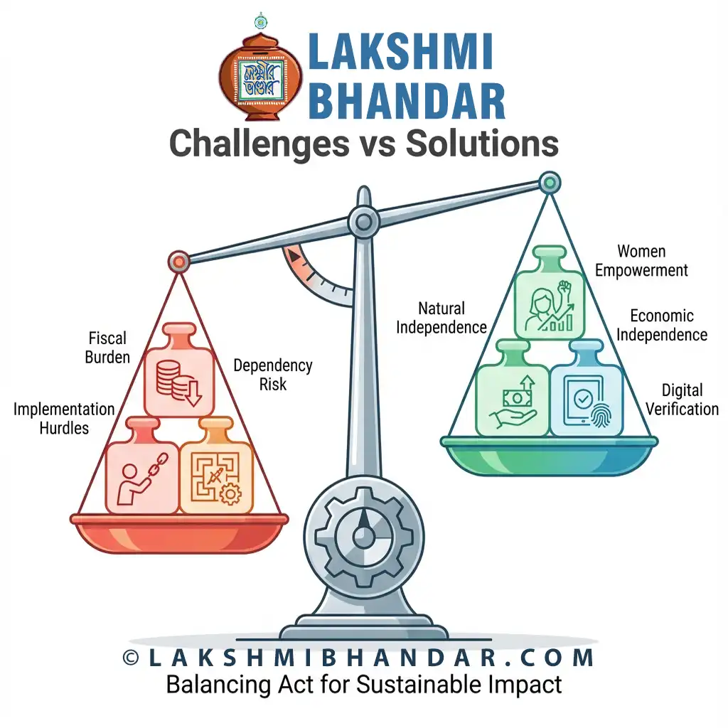 Lakshmi Bhandar Challenges vs Solutions Infographic