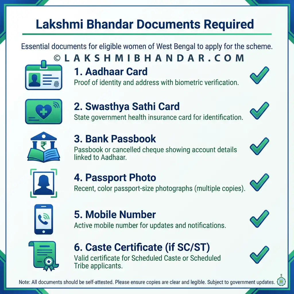 Documents Required for Lakshmi Bhandar 2026